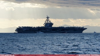 The USS George H.W. Bush (CVN77) in Faliro during a planned ceremonial visit. Which leaves the Perea Friday, February 7, 2023 © Konstantinos Panitsidis